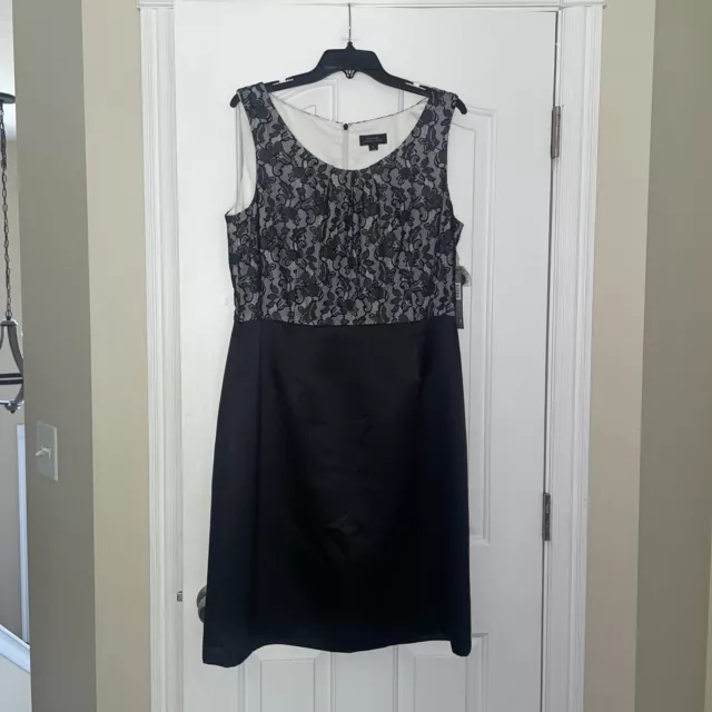 Tahari Asl ‘Kristie’ Black Satin/Lace Sheath Dress Sz 14 Nwt