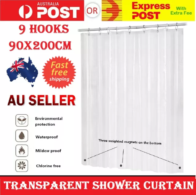 Waterproof Bath Shower Curtain Clear Plastic Diamond Cube Thick Hooks Bathroom