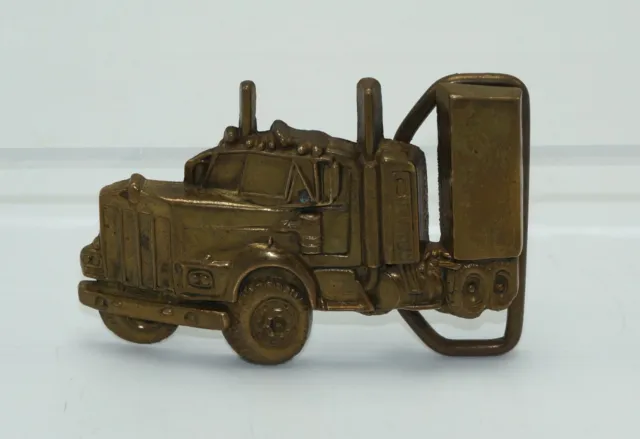 Vintage 1979 Cut-Out Semi Truck Tractor Big Rig Solid Brass Baron Belt Buckle