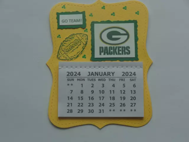 Green Bay Packers Love Football 2024 Mini Magnetic Calendar Monthly Pages