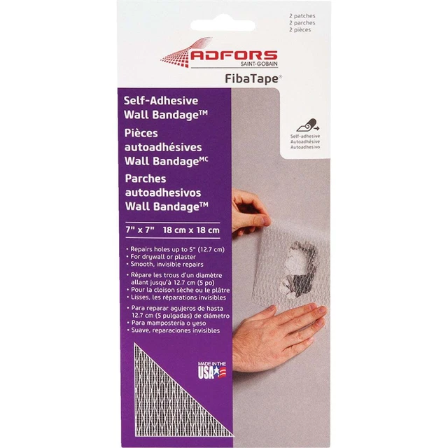 FibaTape Wall Bandage 7 In. x 7 In. Self-Adhesive Drywall Patch (2-Pack) Pack of
