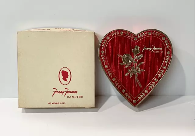 Vtg Fanny Farmer Red Heart Valentine Candy Box 1 Lb Rose Original Box