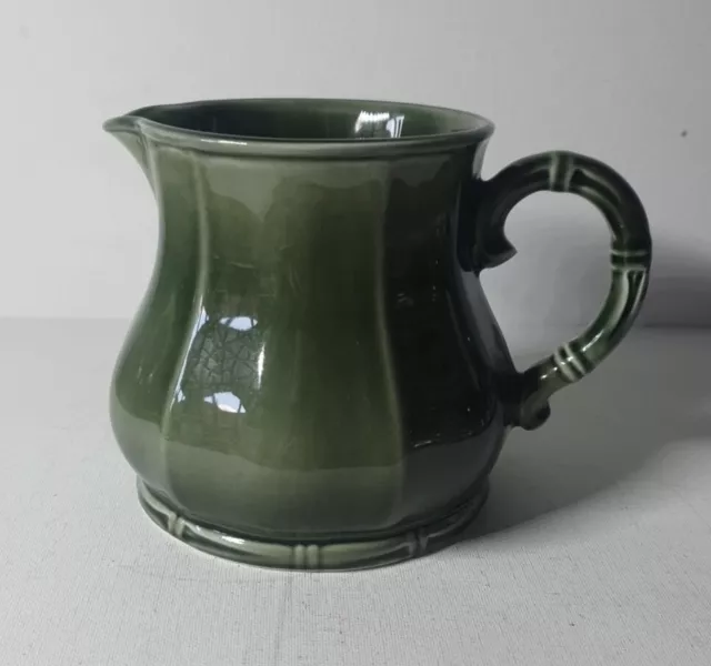 Vintage Howard Staffordshire A Taunton Vale Company Green Bambo Handle Jug 1960s