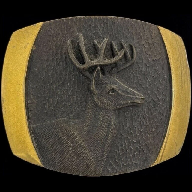 Bronce Buck Venado de Cola Blanca Ciervo SLK Cazador Caza Vaquero 1970s Vintage