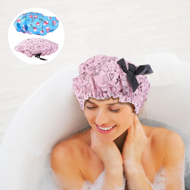 2 Pcs Chapeau De Bain Résistant À L'eau Élasticité Bonnet Douche