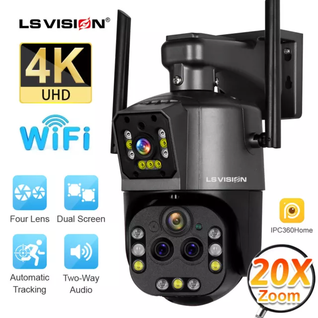 4K 8MP WiFi Security IP Camera System Wireless CCTV 20X Zoom PTZ Auto Tracking