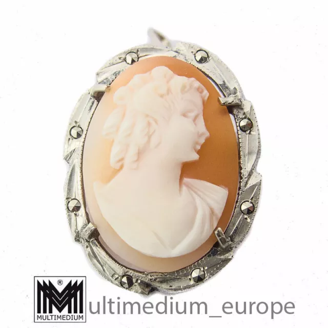 20er 30er Muschel Kamee Anhänger Brosche Silber 20s 30s silver pendant cameo