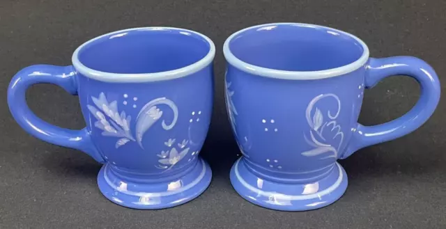 Kimberly Hodges Blue Floral Mug Coffee Cup Hallmark Hand Painted Set of 2 2