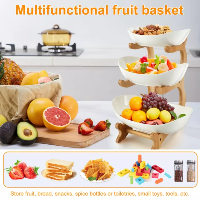 2 Tier/3 Tier Ceramic Fruit Bowl with Stand for Kitchen Counter Large daQVJ df 2