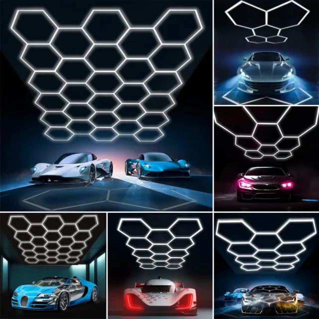 28x Hexagon LED Lighting Car Detailing Garage Workshop Light Honeycomb Hex 2