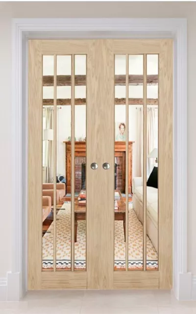 rebated door pair internal french doors langdale clear glass oak unfinished pair