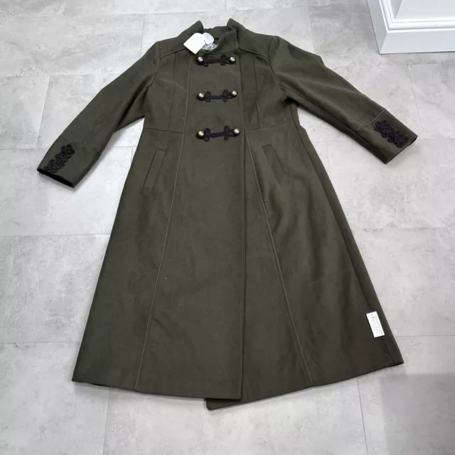 Monsoon Mya Military Coat - Green Womens Size UK 14 New!