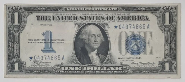 1934 $1 Silver Certificate *STAR* Note FR#1606*  Scarce Issue  VF+