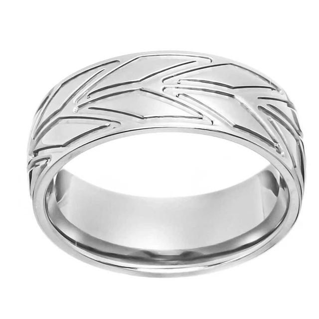 8mm Men's Shiny Argyle Grooved Celtic Design Titanium Men's Wedding Band