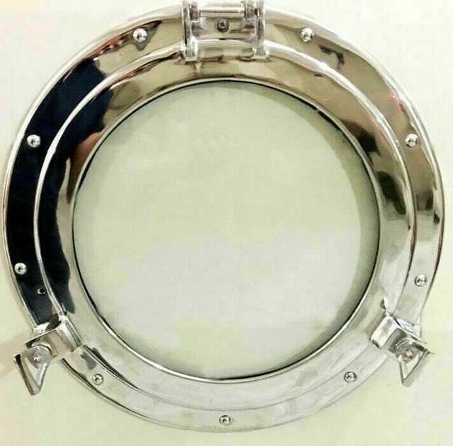 Nickel Canal Bateau Hublot 12 " Fenêtre Rond Verre Mural Décor Maison