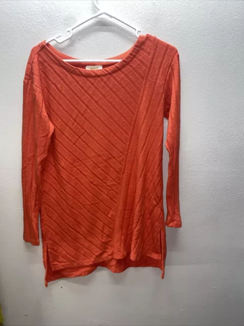 Anthropologie Maeve Devine Tunic Top Womens Orange Ribbed Size  Small