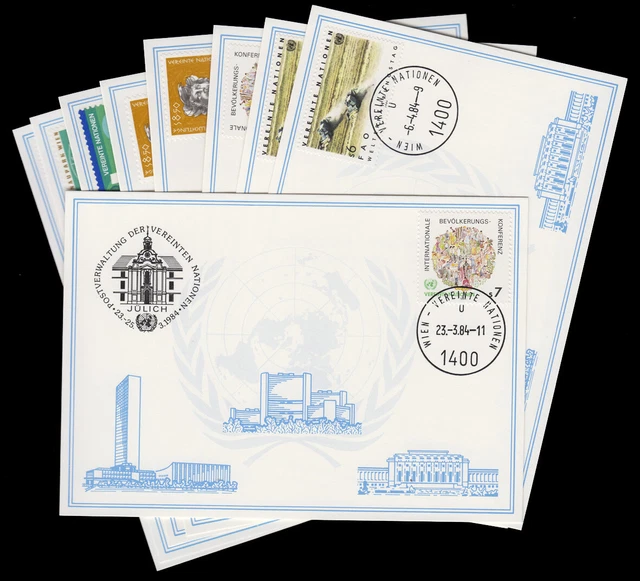 UN Vienna White Cards vintage 1984, set number 35-43 complete