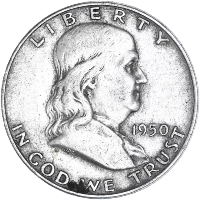 1950 D Franklin Half Dollar 90% Silver Very Fine VF See Pics T537