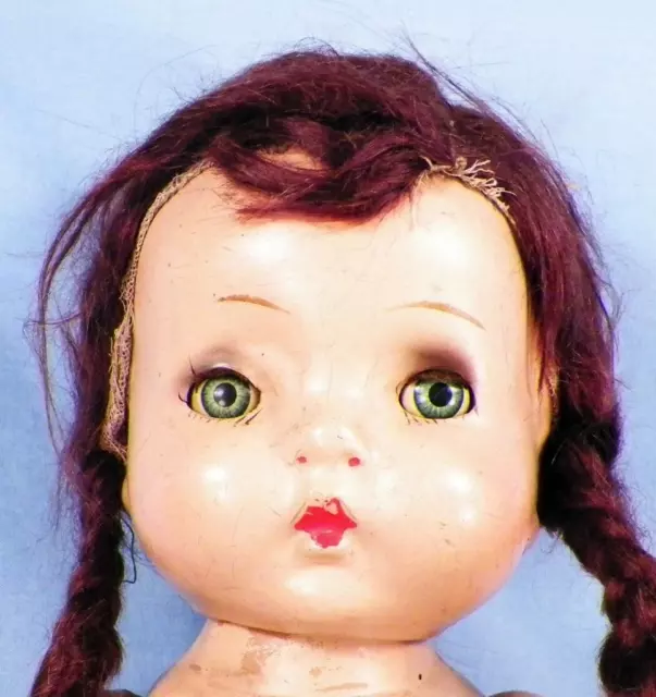 Horsman Jo Jo Composition Doll 12 in Braided Mohair Wig Brown Eyes 1937 Vintage