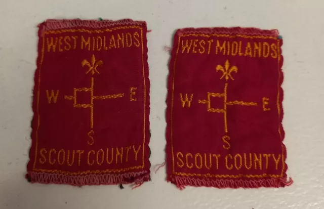 West Midlands Scout County English District Scout Patch Badge Half Bound x 2