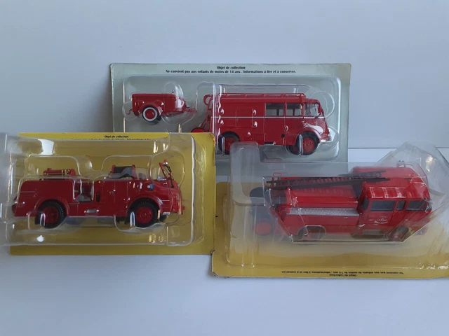 Lot De 4 Camions De Pompiers IXO échelle 1/43 : UNIMOG, Renault, GMC, Thomas - Collection Neuf Sous Blister