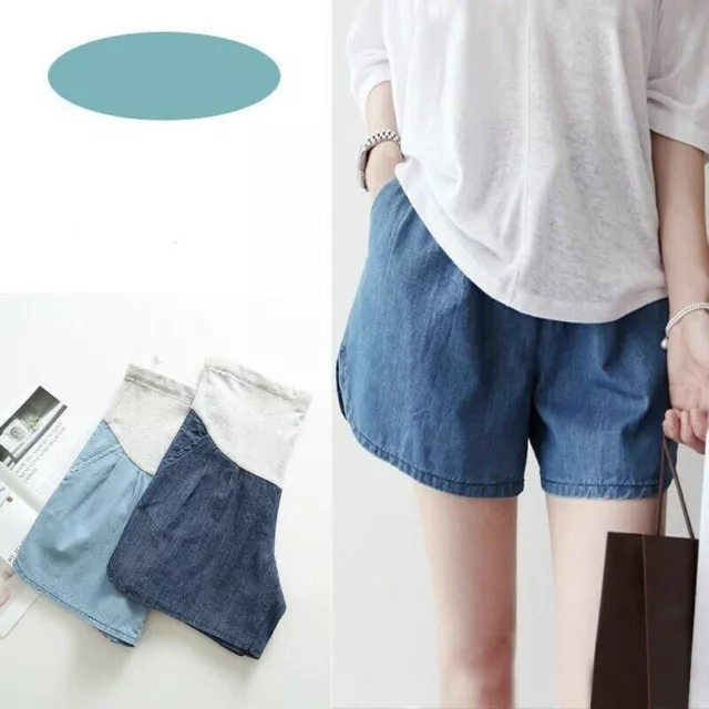 Maternity Pregnancy Women Pregnant Summer Denim Shorts Over Bump Pants Casual