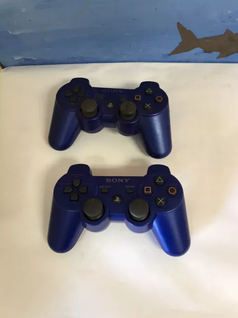 ~ Sony PS3 PlayStation 3 CECHZC2U Blue Wireless Controller 2pcs.