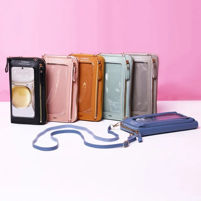 Touch Screen Cell Phone Bag Crossbody Clear Window Mobile Phone Bag Purse