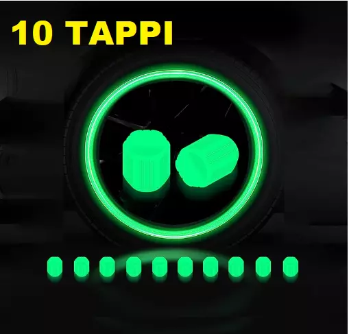 Tappi Ruota Luminosi Copri Valvola Shrader Giallo Fluo  Moto Auto  Fluorescenti