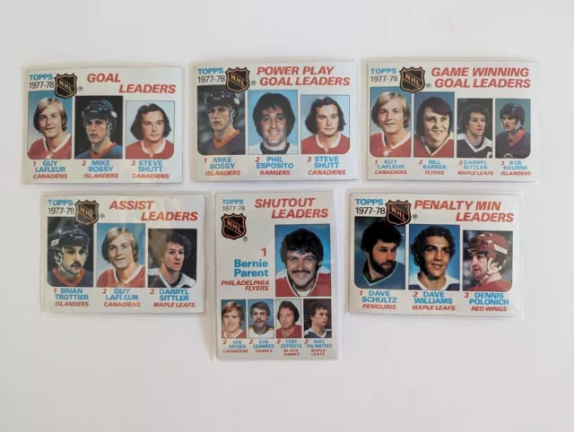 1977-78 Topps Hockey 1976-77 NHL League Leaders 6 Card Lot