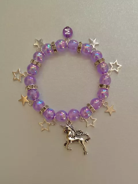 Girls Sparkly Unicorn charm bracelet, Easter gifts for daughter/granddaughter