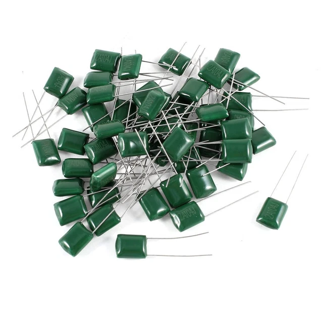 50 Pcs Radial Leads Polyester Film Cap Capacitors 2A104J 100V 100nF 5%