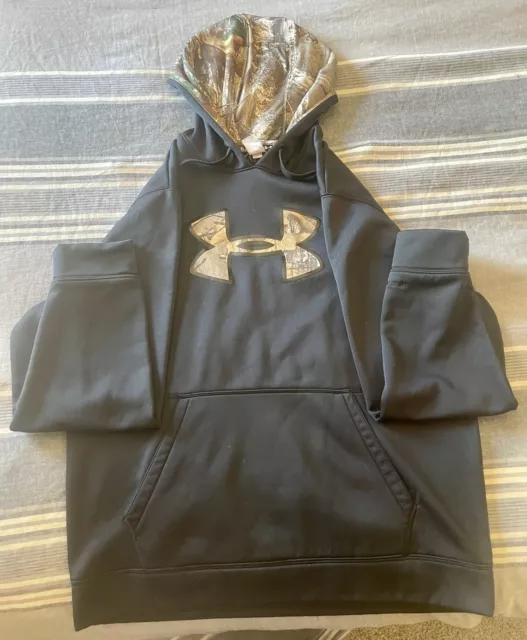 Under Armour Sweatshirt Men’s XL Black Camo Hoodie Sweater Activewear Hunting