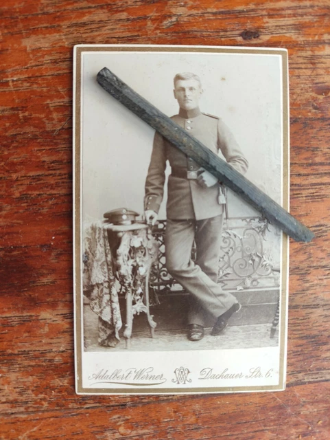 antik Foto CdV Karte Soldat in Uniform  um 1900 München Foto Werner