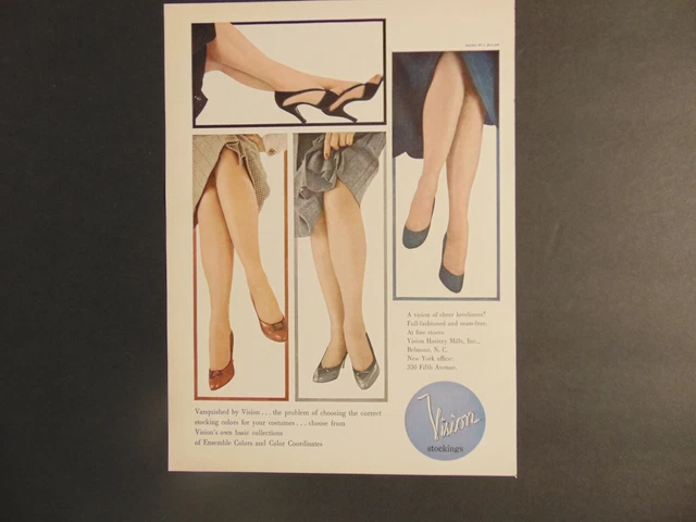 1955 VISION SHEER STOCKINGS LOVELY LEGS vintage art print ad