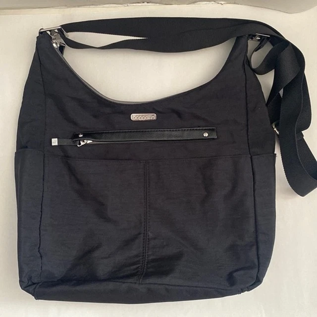 Baggallini Samantha Bag Black Nylon Crossbody Hobo Travel Purse