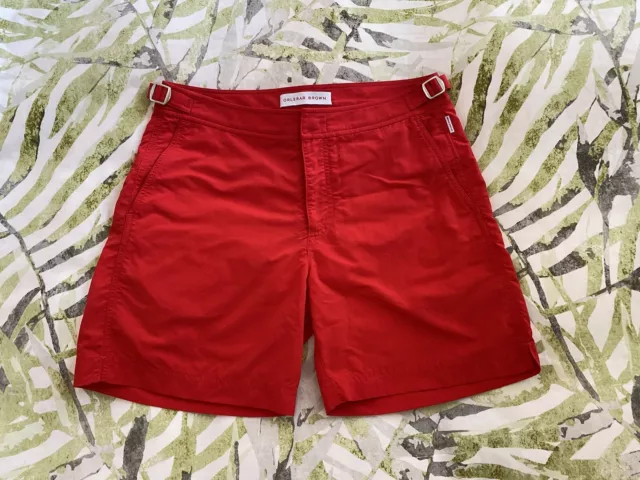 Orlebar Brown Classic Bulldog Red Mid-Length Swim Shorts Size 30