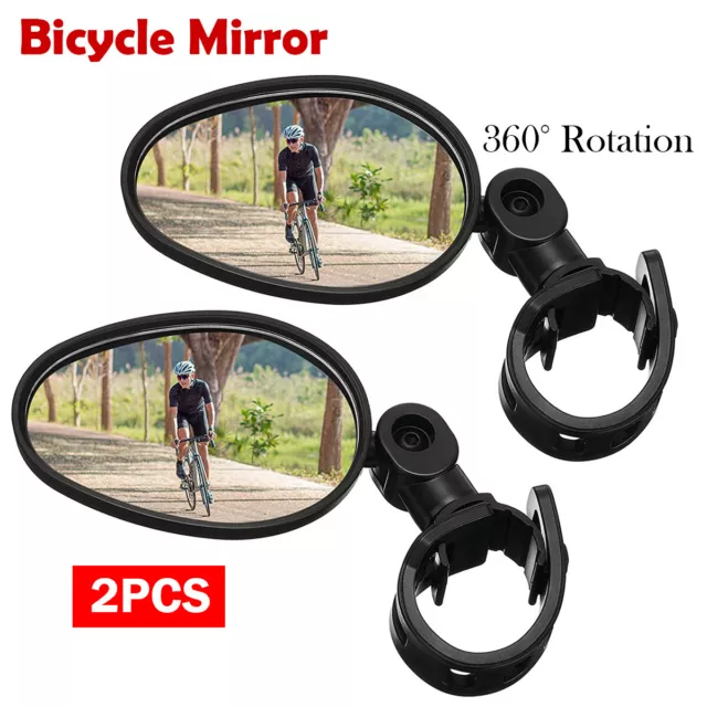 360° Flexible Bike Rear View Mirror Road Bicycle Handlebar Rearview Mirror 2PCS