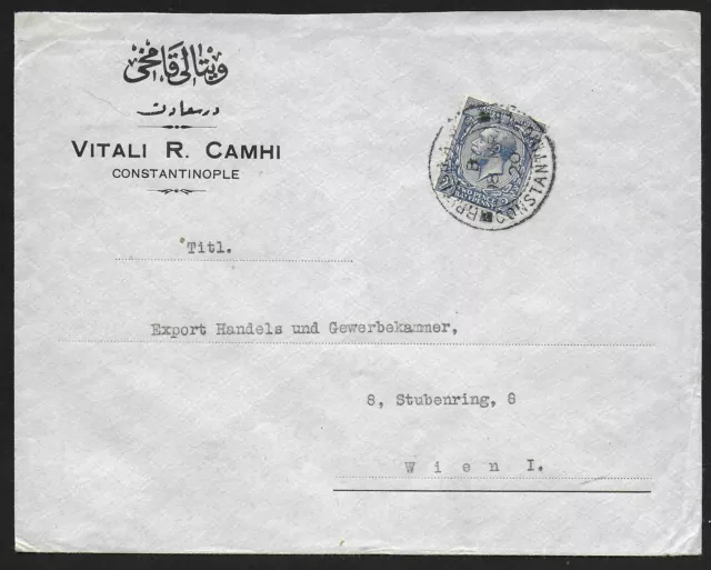 British Levant covers 1900 Firmcover Constantinople to Vienna