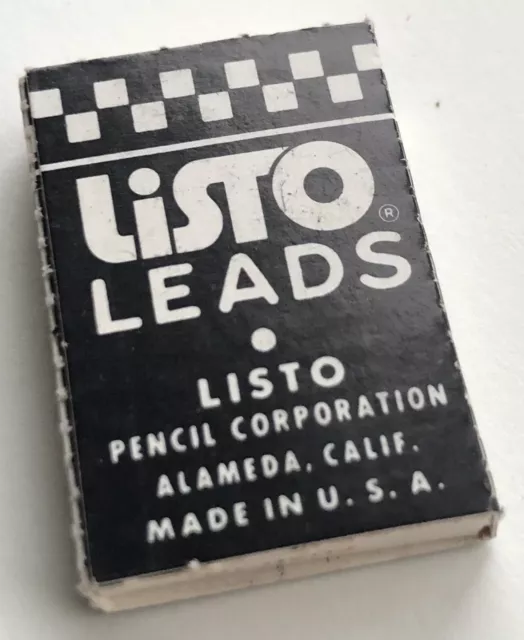 Vintage LISTO Pencil Corporation 4mm Black No. 162 Marking Lead 6 Pack CA USA 3