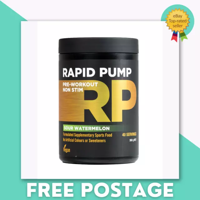 RAPID PUMP Non Stim Pre Workout - 40 Serves Endurance Muscle Pumps Caffeine-Free