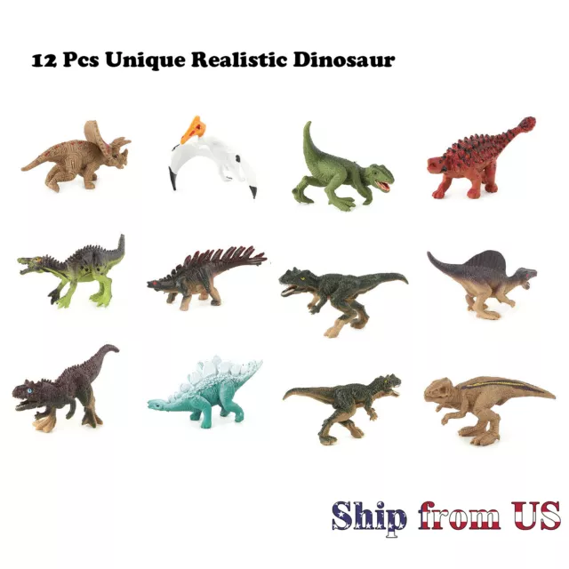 12 Pcs Jurassic Realistic Dinosaur Dino Model Figure Figurine Kids Toy Gift Lot
