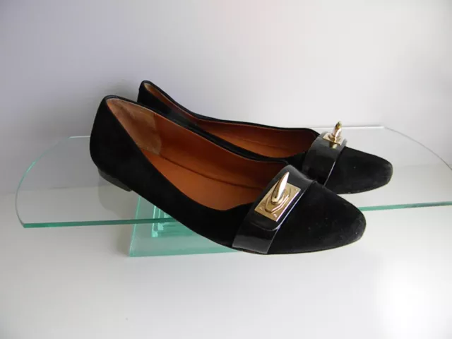 Givenchy Black Suede Shark Tooth Flats Size US 7