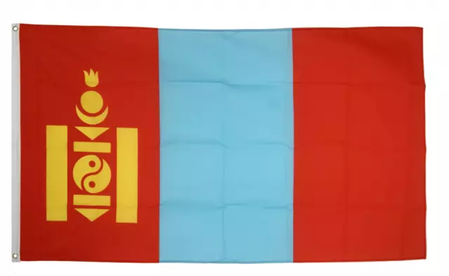 Mongolia Flag 5 x 3 FT - 100% Polyester With Eyelets - Mongolian Asia