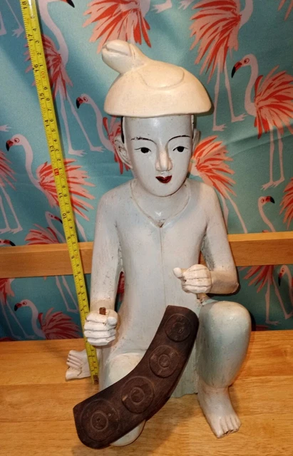 Hand Carved Wooden Burmese Statue? Beautiful Heavy 8