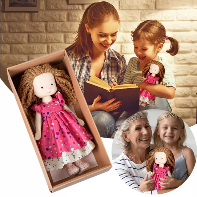 Baby Girl Doll With Curly Hair Cute Handmade Rag Doll Plush Toy With Clothes