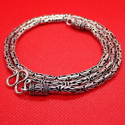 Byzantine Bali Borobudur 925 Sterling Silver Pendant Necklace Chain 4mm 24" 60g