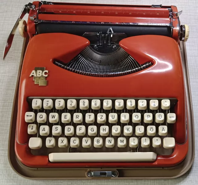 #5 Reise Schreibmaschine ORANGE ABC Kochs Adlernähmaschinen Werke Bielefeld 1954