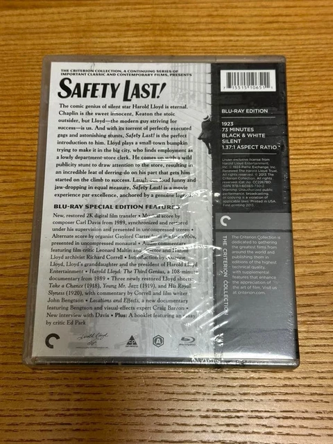 CRITERION SAFETY LAST! Harold Lloyd Blu-ray Region A [Age 13+] £113.27 ...