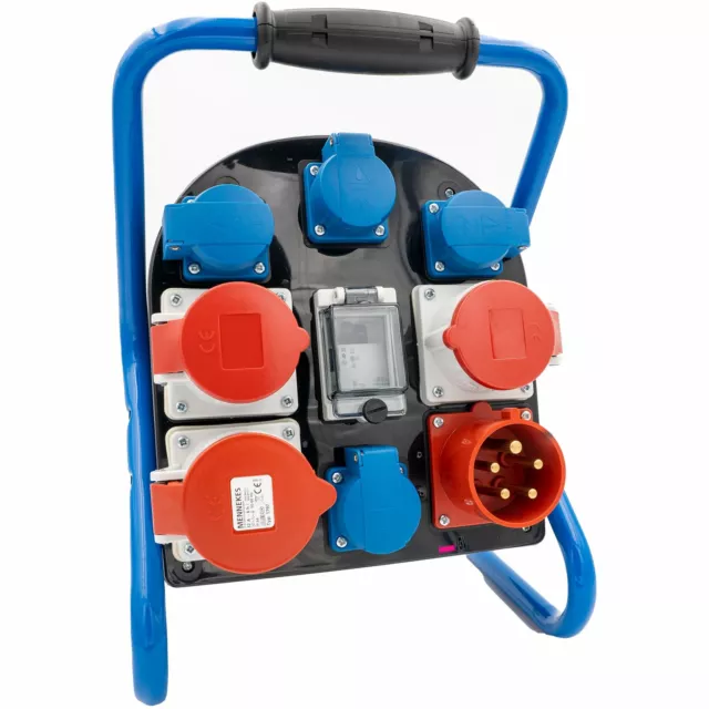 Kraft-Strom-Station 32A Einspeis Cee 400V 5-polig Bau-Strom-Verteiler Schuko 16A